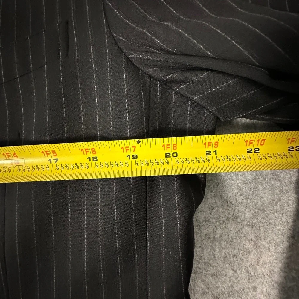 Z Zegna Suit Jacket Mens 52 R Black Pinstripe Wool 2 Button Blazer